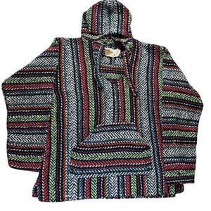 Earth Ragz Baja Hoodie Cotton/Acrylic Blend Multi Colored Large Made in Mexico